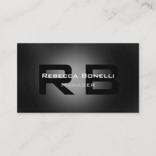 Grey Black White Monogram Manager Business Card