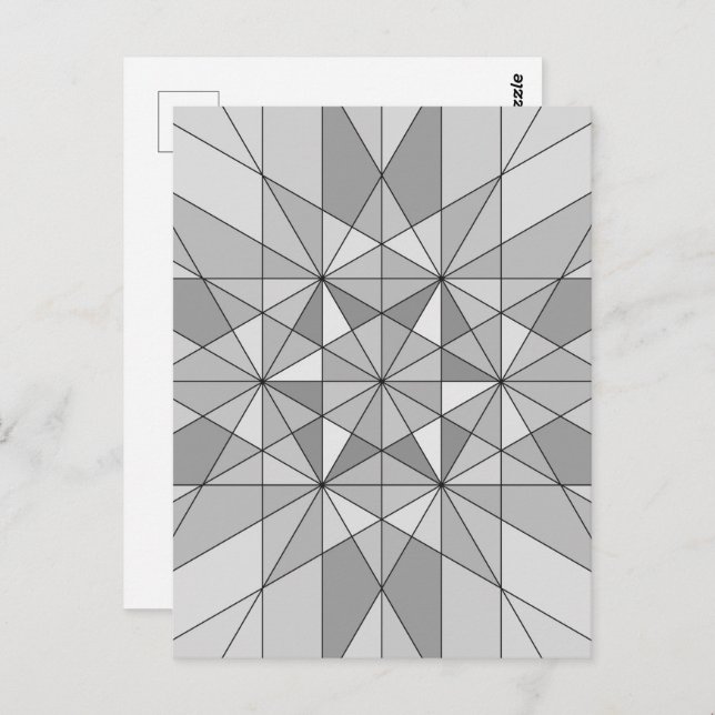 Grey black white Mosaic Triangle retro Pattern Postcard (Front/Back)