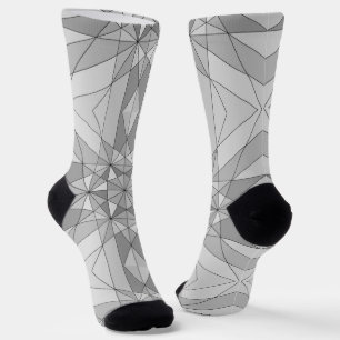 Grey black white Mosaic Triangle retro Pattern Socks