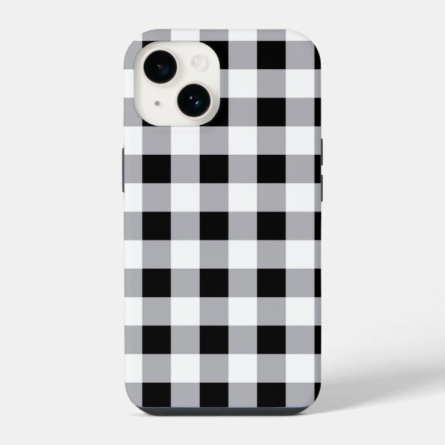 Grey Black White Plaid Check Pattern  iPhone Case (Back)