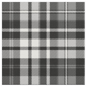 Grey Black White Plaid Tartan Fabric
