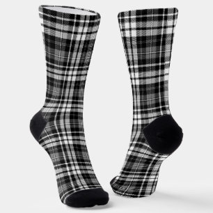 Grey Black White Plaid Tartan Socks