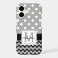 Grey, Black & White Polka Dots and Chevron Mobile