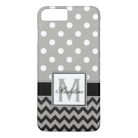 Grey, Black & White Polka Dots and Chevron Mobile