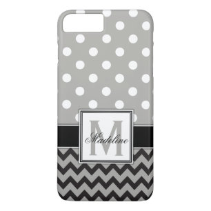 Grey, Black & White Polka Dots and Chevron Mobile iPhone 8 Plus/7 Plus Case