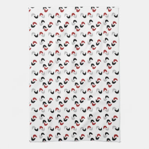 Grey ,black, white, red Boomerang Mod Retro Tea Towel