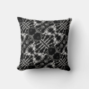 Grey Black White Slanted Stained Glass Design Cushion