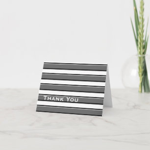 Grey Black White Stripes Custom 4x5.6" Thank You Card