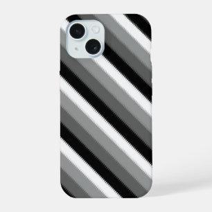Grey Black White Stripes Design  iPhone 15 Case