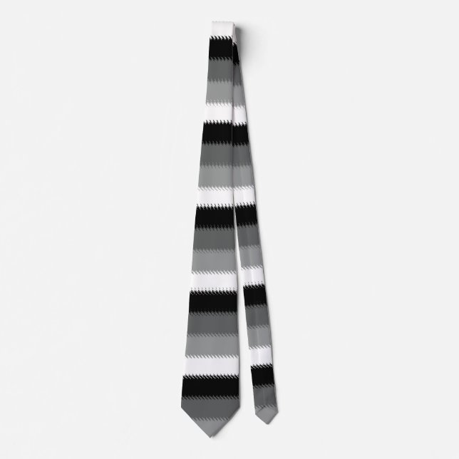 Grey Black White Stripes Design  Tie (Front)