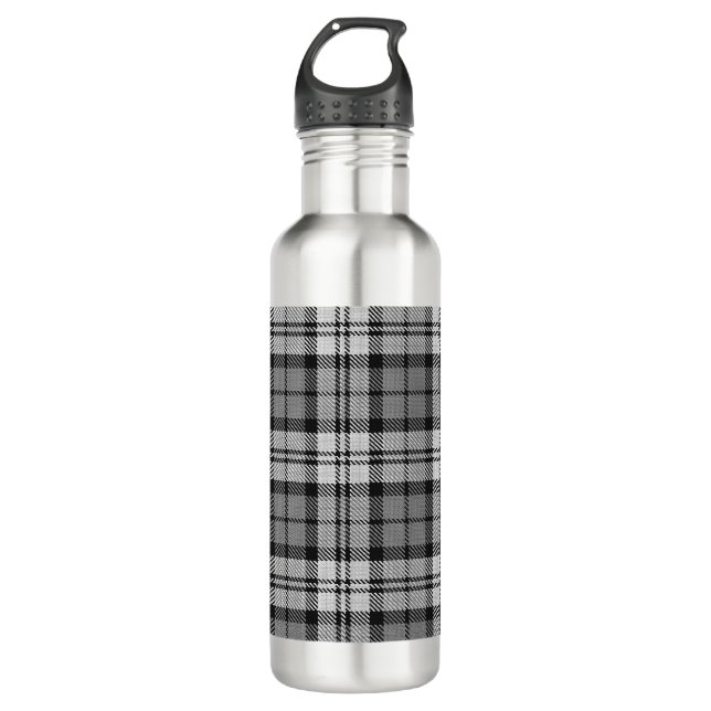  Grey Blackwatch Tartan Plaid Design  710 Ml Water Bottle (Front)