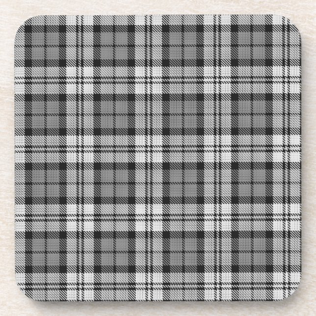  Grey Blackwatch Tartan Plaid Design  Coaster (Front)