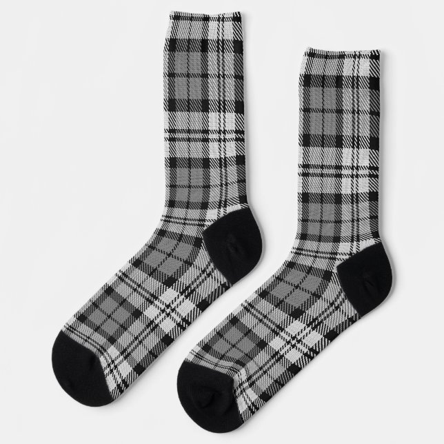  Grey Blackwatch Tartan Plaid Design  Socks (Left)