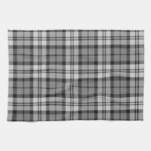 Grey Blackwatch Tartan Plaid Design Tea Towel