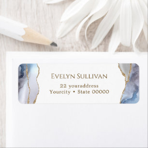 Grey blue agate return address label