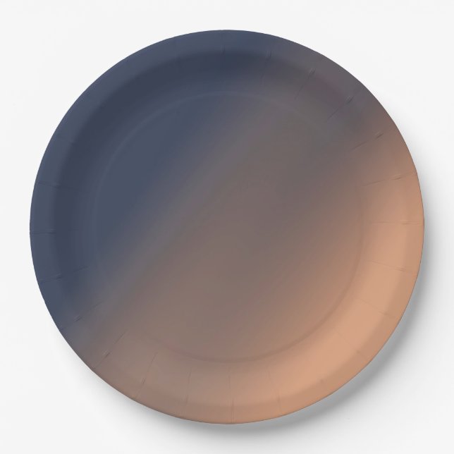 Grey-blue and beige gradient.  paper plate (Front)