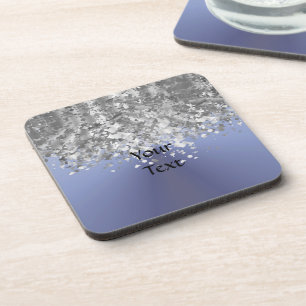 Grey blue and faux glitter coaster