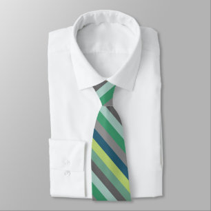 Grey Blue and Green Diagonal Striped Tie