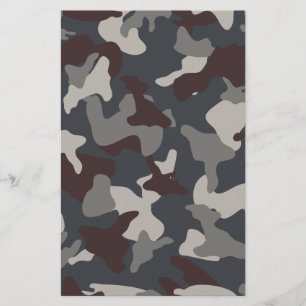 Grey Blue army camo camouflage pattern Stationery