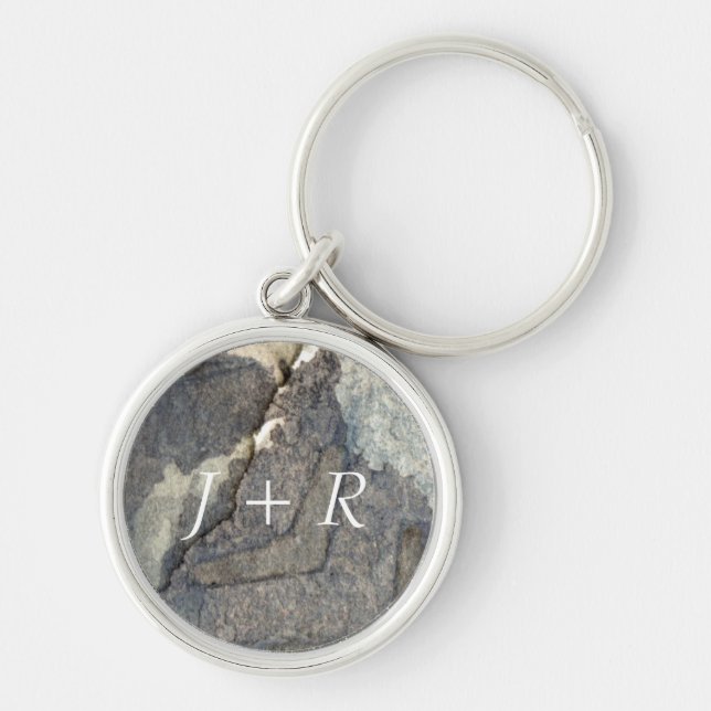 grey-blue background watercolor 2 key ring (Front)
