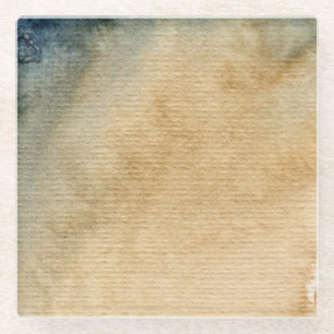 grey-blue background watercolor 7 glass coaster