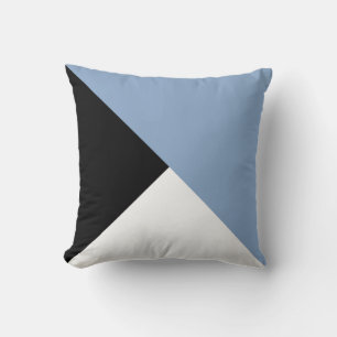 Grey Blue, Black and White Diagonal Colour Block Cushion