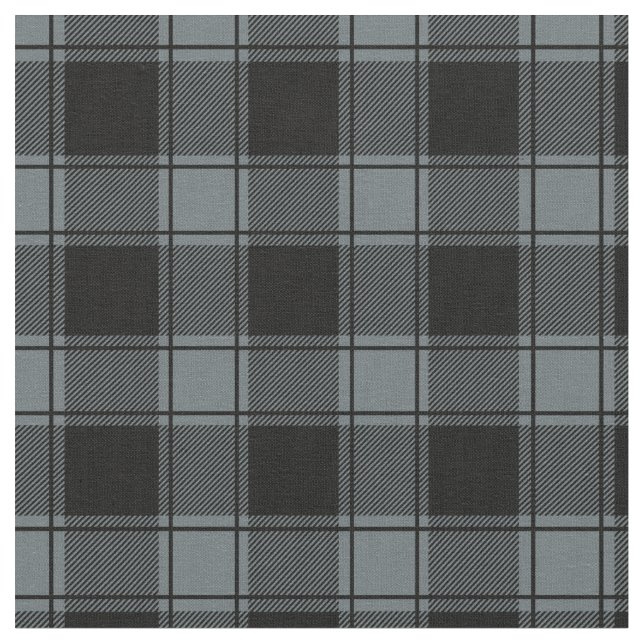 Grey Blue & Black Buffalo Plaid Fabric (Close Up)