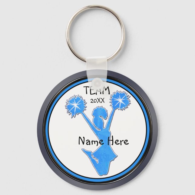 Grey Blue Black Cheerleader Keychains Personalised (Front)