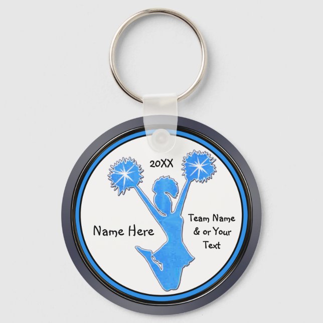 Grey Blue Black Cheerleader Keychains Personalised (Front)