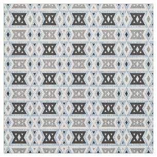Grey Blue Black Eclectic Ethnic Look Fabric