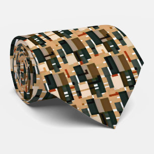 Grey Blue Brown Orange Pattern Tie