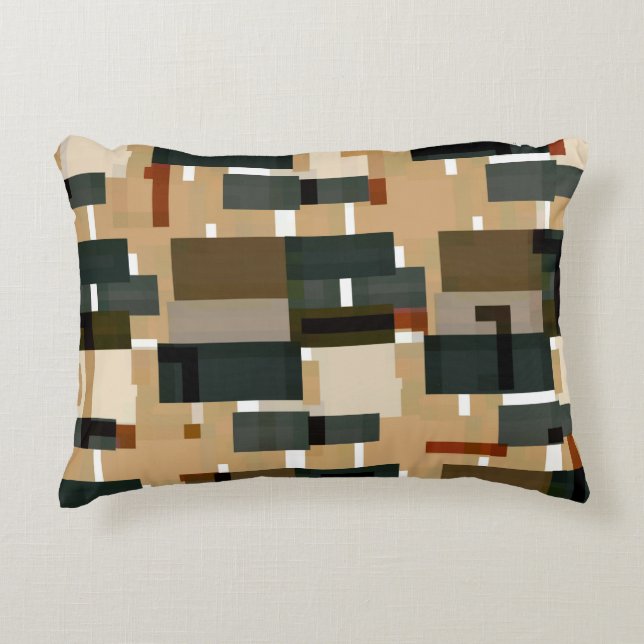 Grey Blue Brown Striped Decorative Cushion (Front)