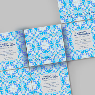 Grey Blue Ceramic Tile Square Business Card