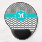 Grey Blue Chevron Monogram Mousepad