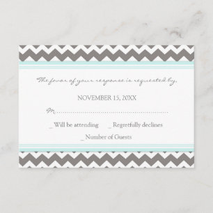 Grey Blue Chevron RSVP Wedding Card