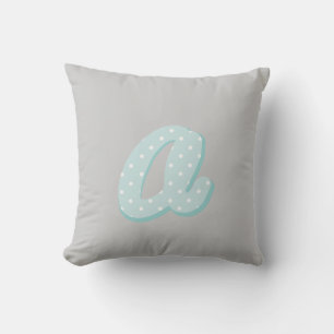 Grey Blue Dots Letter A Cushion