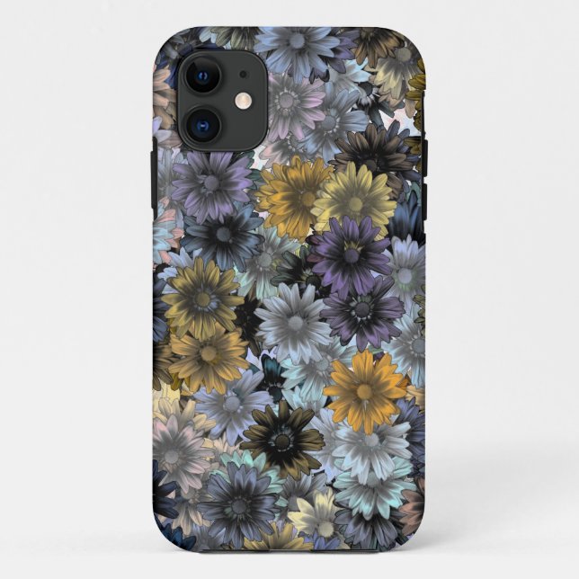 Grey blue floral pattern Case-Mate iPhone case (Back)