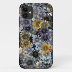 Grey blue floral pattern iPhone 11 case