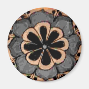 Grey Blue Flower Mexican Tile Magnet