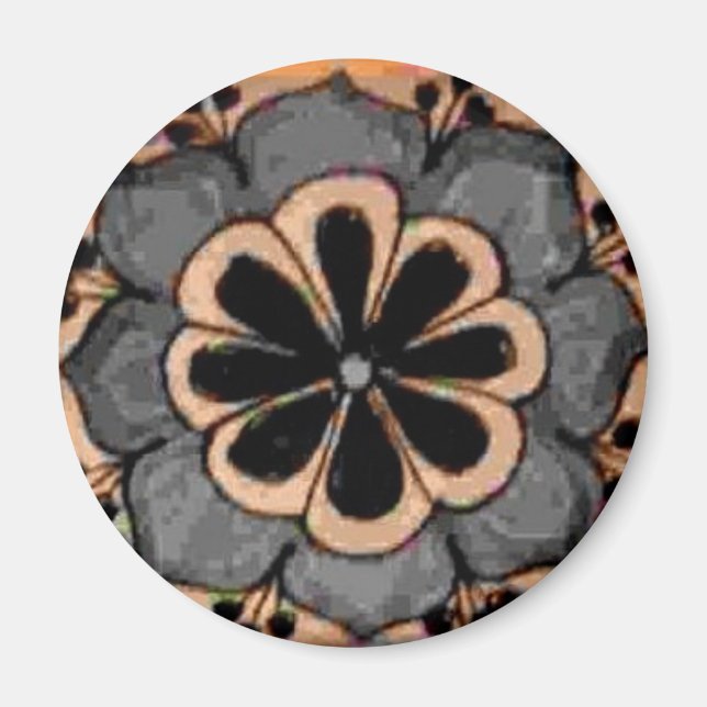 Grey Blue Flower Mexican Tile Magnet (Front)