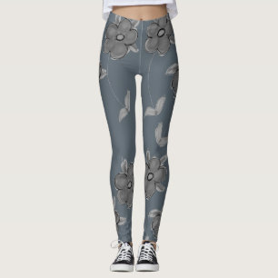 Grey-Blue Flowered Leggings