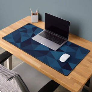 Grey blue geometric mesh pattern desk mat