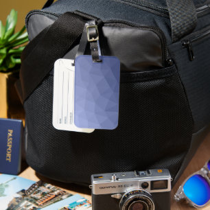 Grey blue gradient geometric mesh pattern luggage tag