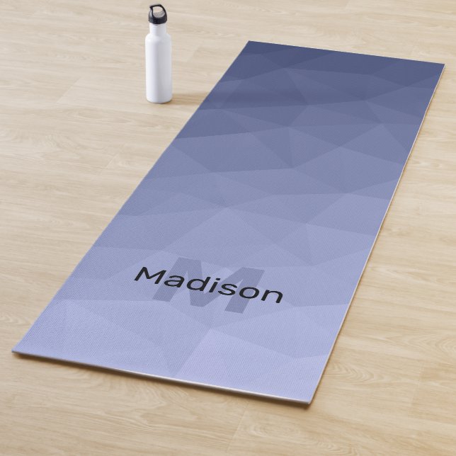 Grey blue gradient geometric mesh pattern Monogram Yoga Mat (In Situ)