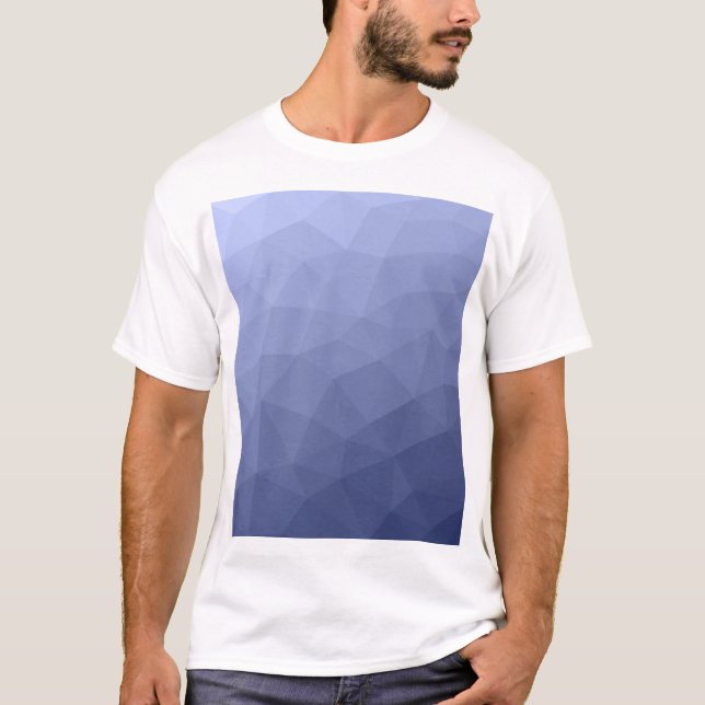 Grey blue gradient geometric mesh pattern T-Shirt (Front)