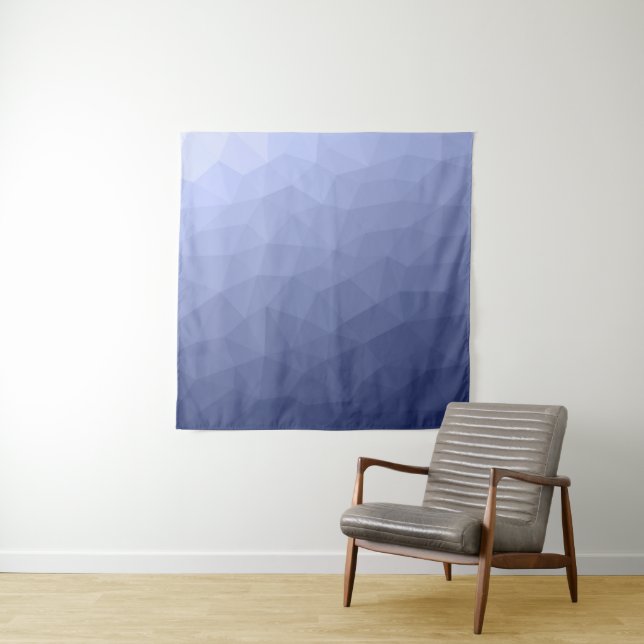 Grey Blue gradient geometric mesh pattern Tapestry (In Situ)