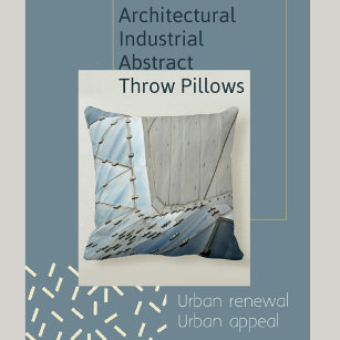 Grey Blue Grey Industrial Architectural Cushion