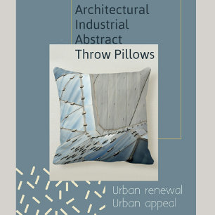 Grey Blue Grey Industrial Architectural Cushion