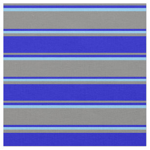 Grey, Blue & Light Sky Blue Coloured Stripes Fabric