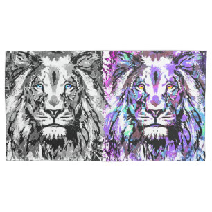 Grey Blue Lion Head - Cool Lion Pillowcase